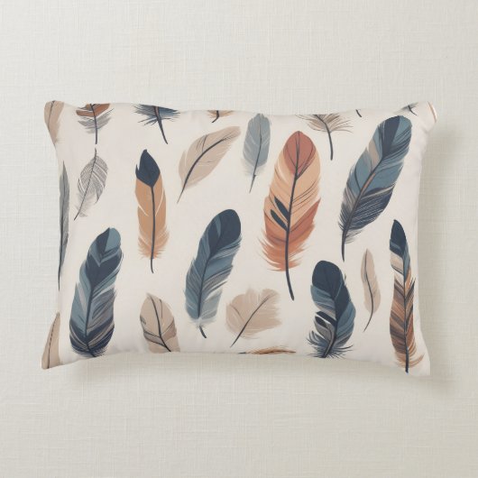 Boho Feather Pattern Throw Pillow  アクセントクッション (裏面)