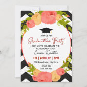 Boho Feathers & Floral Wreath Graduation Party 招待状 (正面)