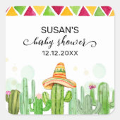 Boho Fiesta素朴 Cactus Taco 'Boho Fiesta Cactus '赤ちゃ スクエアシール (正面)