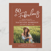 Boho Fifty and Fabulous Birthday Party 招待状 (正面/裏面)