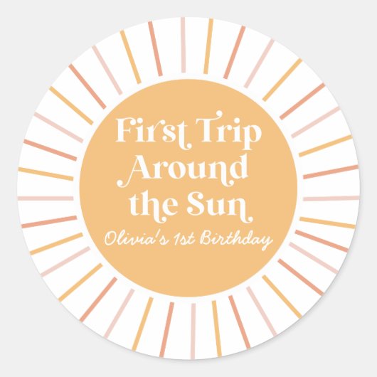 Boho First のまわりに Trip the Sun 1st birthday ラウンドシール (正面)