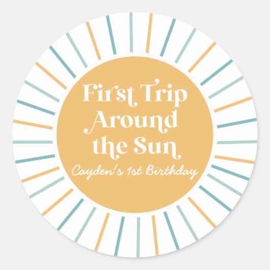 Boho First のまわりに Trip the Sun 1st birthday ラウンドシール (正面)