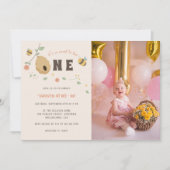 Boho First bee day 1st bee birthday photo 招待状 (正面)