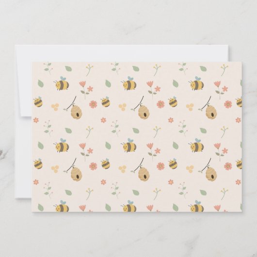 Boho First bee day 1st bee birthday photo 招待状 (裏面)