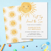 Boho First Trip日のまわりに本娘の1歳の誕生日 招待状