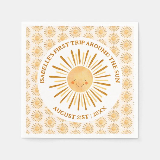Boho First Trip日のまわりに1回目の誕生日パーティー スタンダードカクテルナプキン (正面)