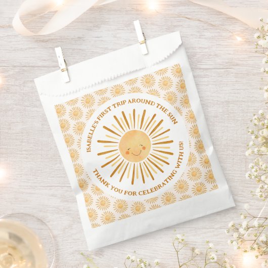 Boho First Trip日のまわりに1回目の誕生日パーティー フェイバーバッグ (クリップ留めされた状態)