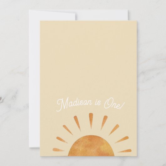 Boho First Trip日のまわりに1回目の誕生日パーティー 招待状 (裏面)