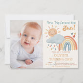 Boho First Trip日のまわりに1回目の誕生日パーティー 招待状 (正面)