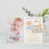 Boho First Trip日のまわりに1回目の誕生日パーティー 招待状 (スタンド正面)