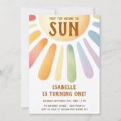 Boho First Trip日のまわりに1回目の誕生日パーティー 招待状 (正面)