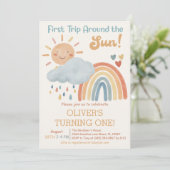 Boho First Trip日のまわりに1回目の誕生日パーティー 招待状 (スタンド正面)