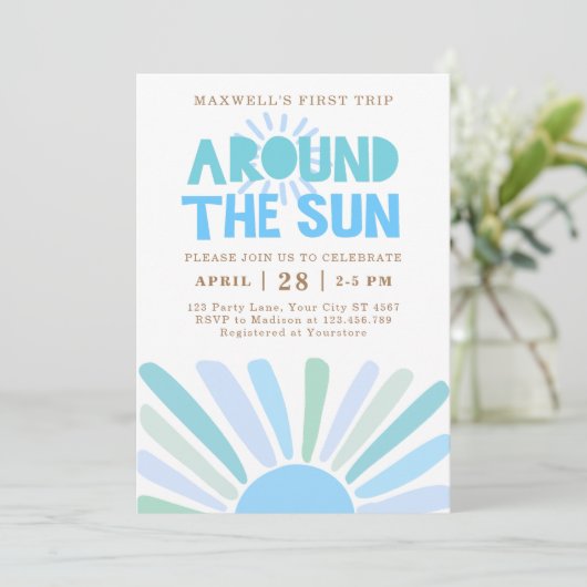 Boho First Trip日のまわりに1回目の誕生日パーティー 招待状 (スタンド正面)