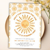 Boho First Trip日のまわりに1回目の誕生日パーティー 招待状