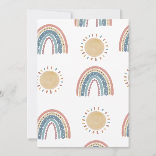 Boho First Trip日のまわりに1回目の誕生日パーティー 招待状 (裏面)