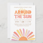 Boho First Trip日のまわりに1回目の誕生日パーティー 招待状 (正面)