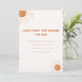 Boho First Trip日のまわりに1歳の誕生日インビタ 招待状 (スタンド正面)