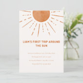 Boho First Trip日のまわりに1歳の誕生日インビタ 招待状 (スタンド正面)