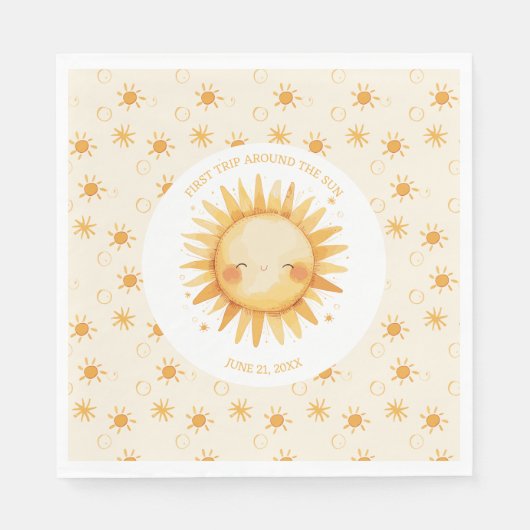 Boho First Trip日のまわりに1歳の誕生日 スタンダードランチョンナプキン (正面)