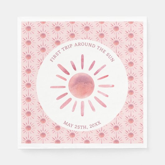 Boho First Trip日のまわりに1歳の誕生日 スタンダードランチョンナプキン (正面)