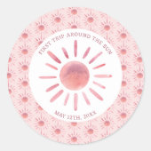 Boho First Trip日のまわりに1歳の誕生日 ラウンドシール (正面)