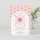 Boho First Trip日のまわりに1歳の誕生日 招待状 (スタンド正面)