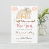 Boho First Trip日のまわりに1歳の誕生日 招待状 (スタンド正面)