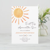 Boho First Trip日のまわりに1歳の誕生日 招待状 (スタンド正面)