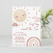 Boho First Trip日のまわりに1歳の誕生日 招待状 (スタンド正面)