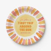 Boho First Trip のまわりに the Sun 1st Birthdayパーティー ペーパープレート (正面)