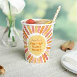 Boho First Trip のまわりに the Sun 1st Birthdayパーティー 紙コップ