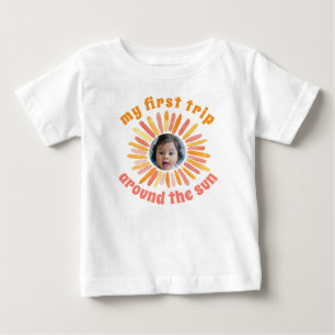 Boho First Trip のまわりに the Sun 1st Birthday写真 ベビーTシャツ