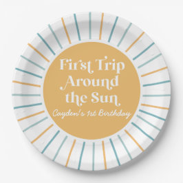 Boho First Trip のまわりに the Sun 1st birthday紙 ペーパープレート