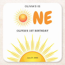Boho First Trip のまわりに the Sun 1st Birthday スクエアペーパーコースター