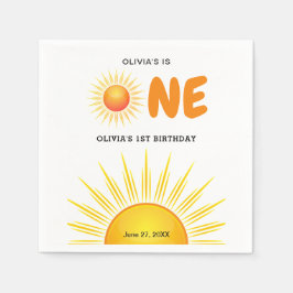 Boho First Trip のまわりに the Sun 1st Birthday スタンダードカクテルナプキン