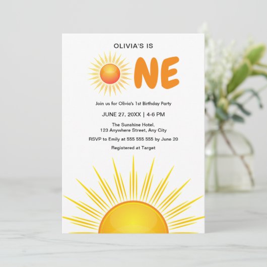 Boho First Trip のまわりに the Sun 1st Birthday 招待状 (スタンド正面)