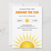 Boho First Trip のまわりに the Sun 1st Birthday 招待状 (正面)