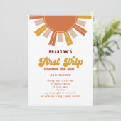 Boho First Trip のまわりに the Sun 1st Birthday 招待状 (スタンド正面)