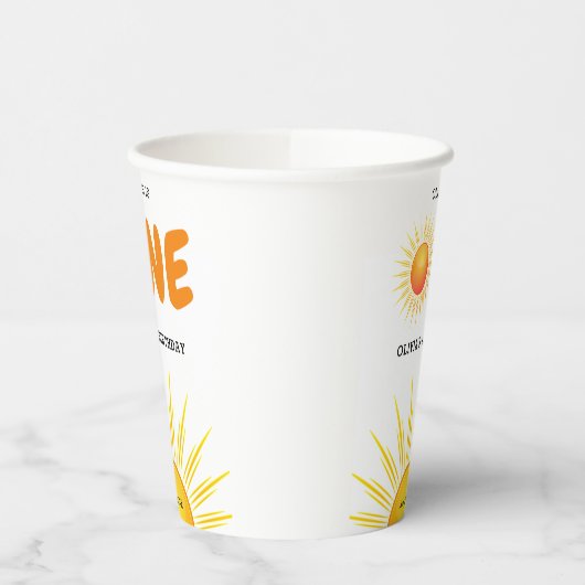 Boho First Trip のまわりに the Sun 1st Birthday 紙コップ (左)