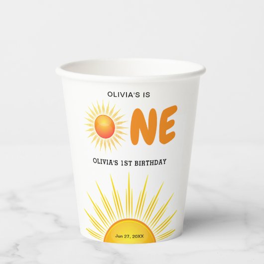 Boho First Trip のまわりに the Sun 1st Birthday 紙コップ (正面)