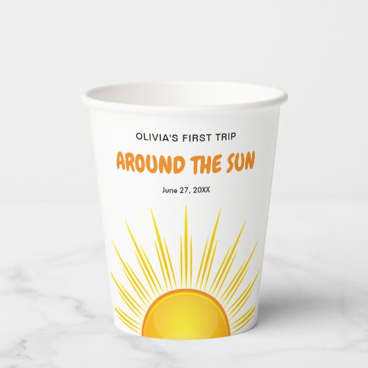 Boho First Trip のまわりに the Sun 1st Birthday 紙コップ (裏面)