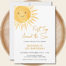 Boho First Trip Around The Sun Boy's 1st Birthday 招待状
