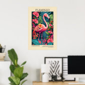 Boho Flamingo Print Tropical Bird Wall Art ポスター (ホームオフィス)