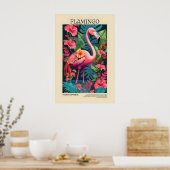 Boho Flamingo Print Tropical Bird Wall Art ポスター (キッチン)