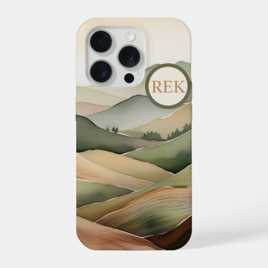 Boho Flat Landscape iPhone Case in Earthy Tone iPhoneケース (裏面)