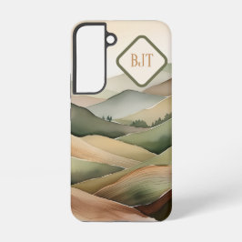 Boho Flat Landscape Samsung Case Earthy Tones Samsung Galaxy S22ケース