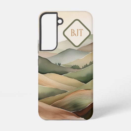 Boho Flat Landscape Samsung Case Earthy Tones Samsung Galaxyケース (裏面)