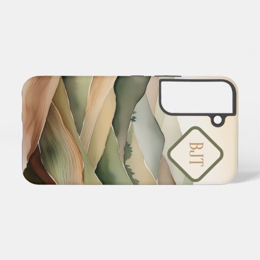 Boho Flat Landscape Samsung Case Earthy Tones Samsung Galaxyケース (裏面横)