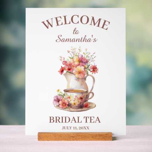 Boho Flora Terracotta Bridal Shower Tea アクリルサイン (ニュートラル)