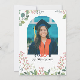 Boho Floral2 High School Graduation Announcement 案内状
